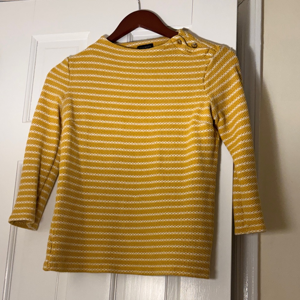 Talbots Yellow and White Striped Boatneck Sweater